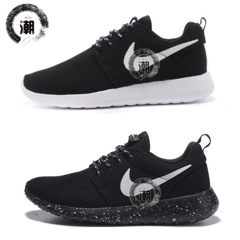 2016夏季正品耐克男鞋女鞋运动跑步鞋网面透气黑白泼墨情侣休闲鞋