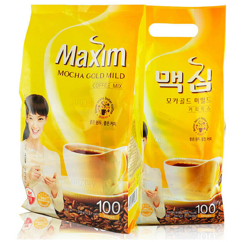 韩国进口maxim麦馨摩卡 100条1200g袋装三合一提神速溶咖啡粉正品