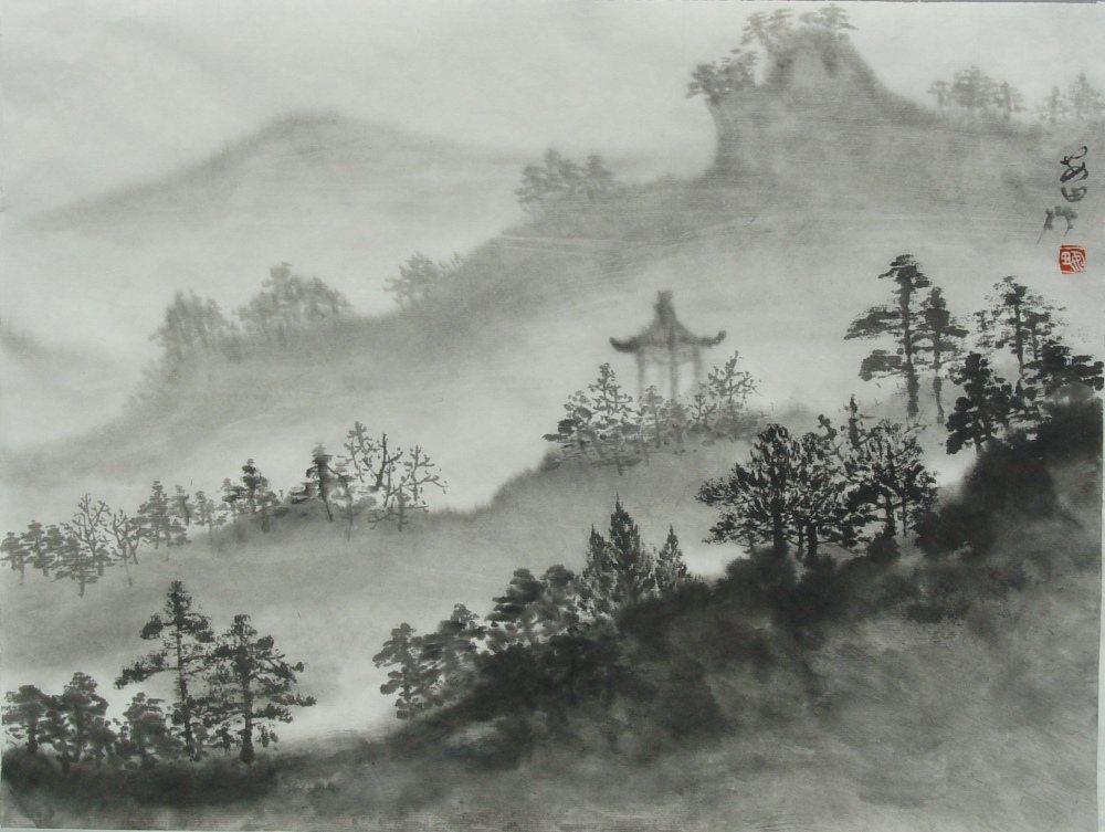 国画山水水墨清韵烟雨江南一安田精品