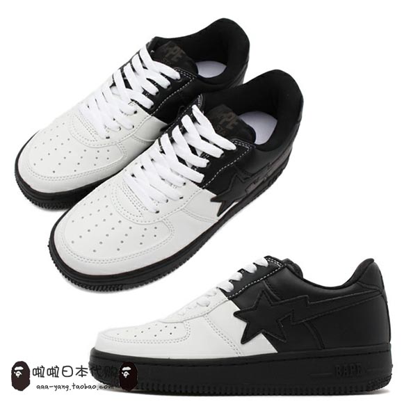 日本代购 TWO-TONE BAPE STA 猿人闪电星黑白男女运动鞋休闲鞋潮