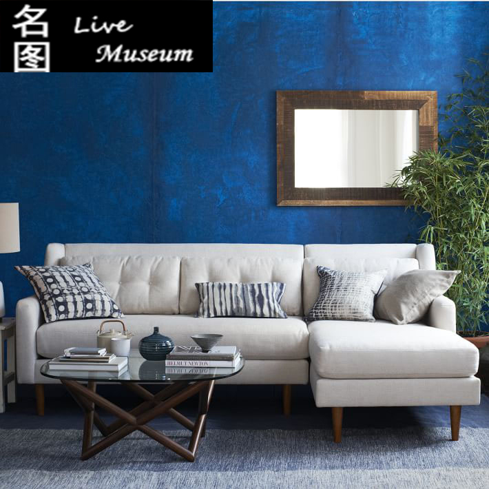 日式大小户型L转角布艺沙发宜家客厅北欧贵妃沙发三人美式沙发麻