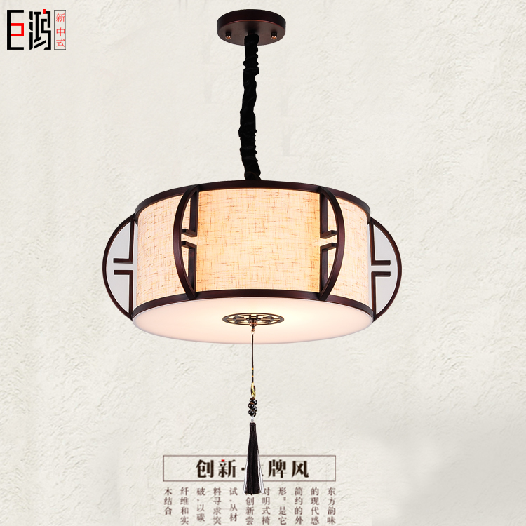 新中式吊灯现代简约圆形餐厅书房卧室客厅灯酒店工程LED铁艺灯具