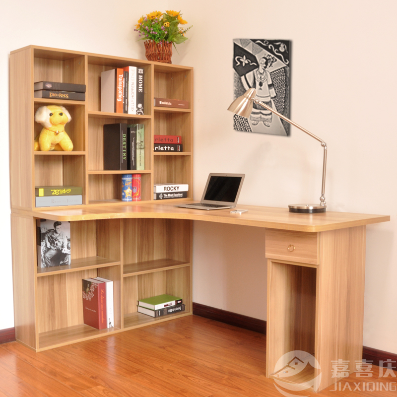 简约转角台式电脑桌书架书柜书桌组合家用写字台办公桌子现代2016