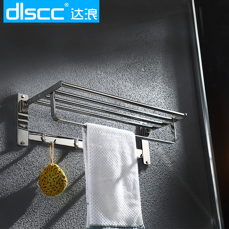 达浪卫浴毛巾架不锈钢304 加厚浴室置物架 卫生间浴巾架五金挂件