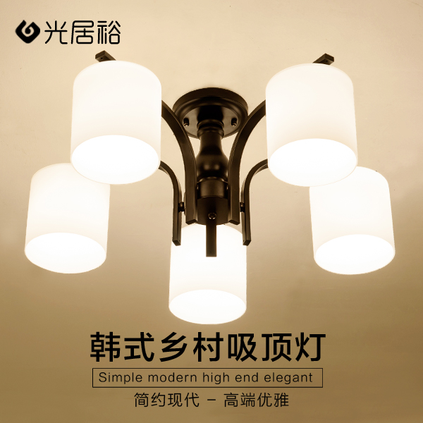 北欧美式乡村铁艺吊灯 田园LED主卧室吸顶灯 儿童房间餐厅客厅灯