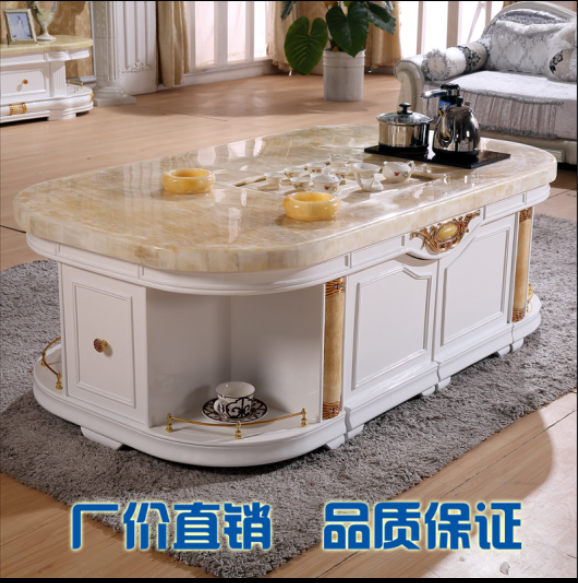 天然石大理石茶几欧式现代实木办公室多功能全自动功夫茶几茶台