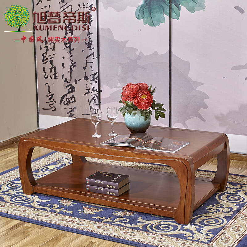 纯实木茶几中式仿古简约客厅家具全柏木双层茶几长方形功夫茶水桌
