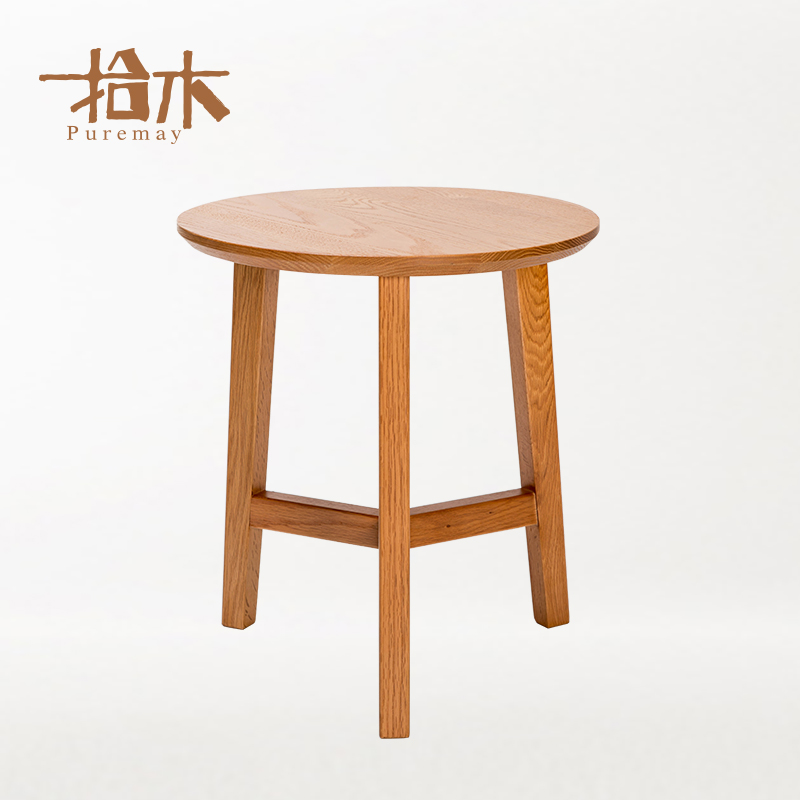 拾木北欧原木色茶几简约全实木茶几纯实木边桌沙发角桌橡木小木桌