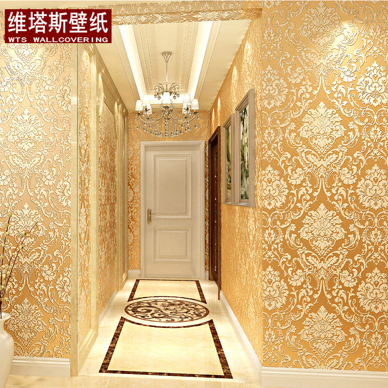 欧式洒金3d浮雕无纺布墙纸客厅卧室壁纸