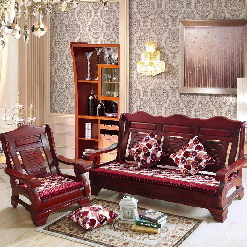 木沙发垫坐垫 三人座单人座薄垫子 实木联邦春秋冬餐椅垫子可拆洗