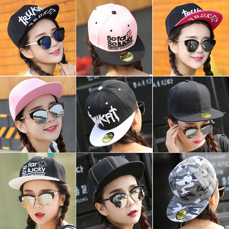 帽子女夏天潮韩版嘻哈帽街舞平沿檐帽鸭舌遮阳帽韩国情侣棒球帽男