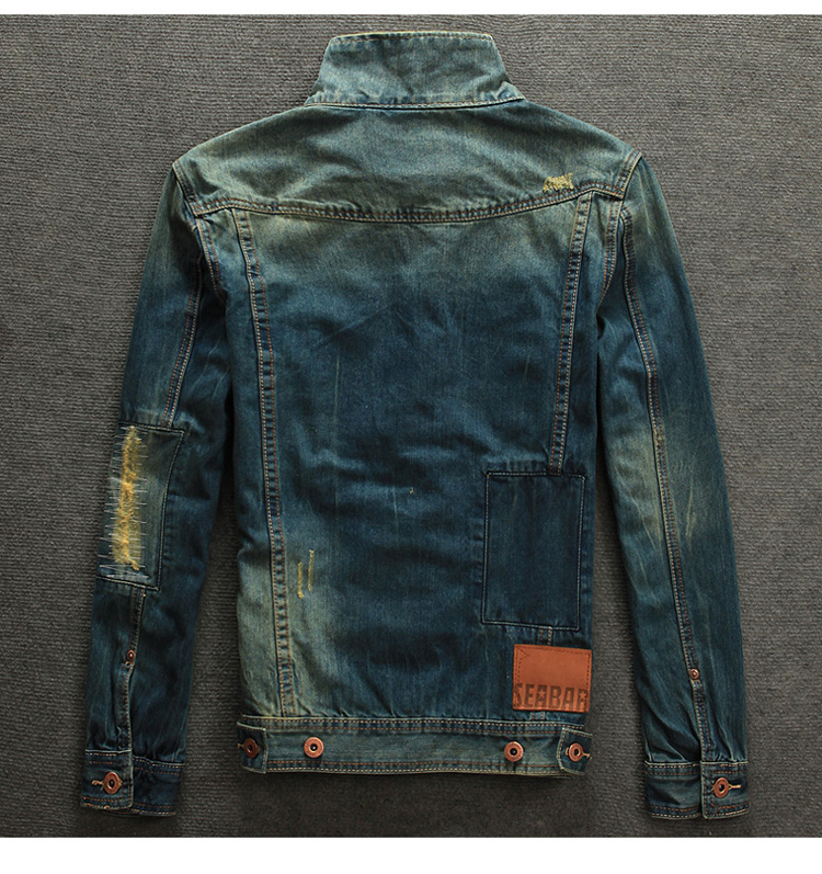 春秋季牛仔外套男潮修身褂薄款休闲复古夹克青年做旧上衣服磨破洞