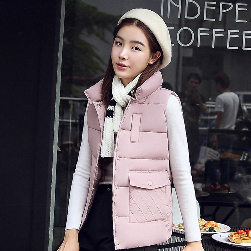 羽绒棉马甲女2016新短款冬装加厚棉衣马夹