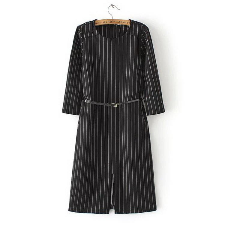 外贸出口余单真品日本尾单剪标品牌折扣店秋精品女装前开叉连衣裙