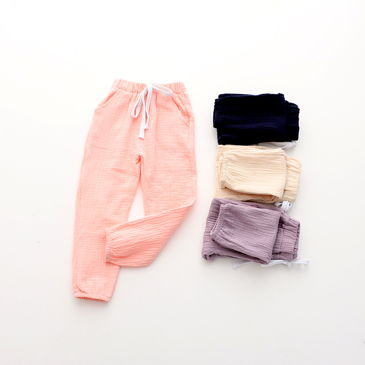春夏男女童休闲长裤儿童棉麻收口灯笼裤