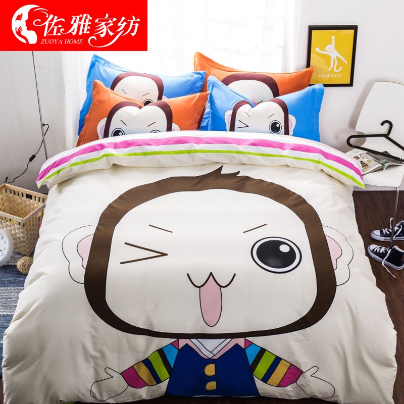 热卖佐雅四件套纯棉卡通1.51.8m2.0m床单双人宿舍被套全棉床笠三4
