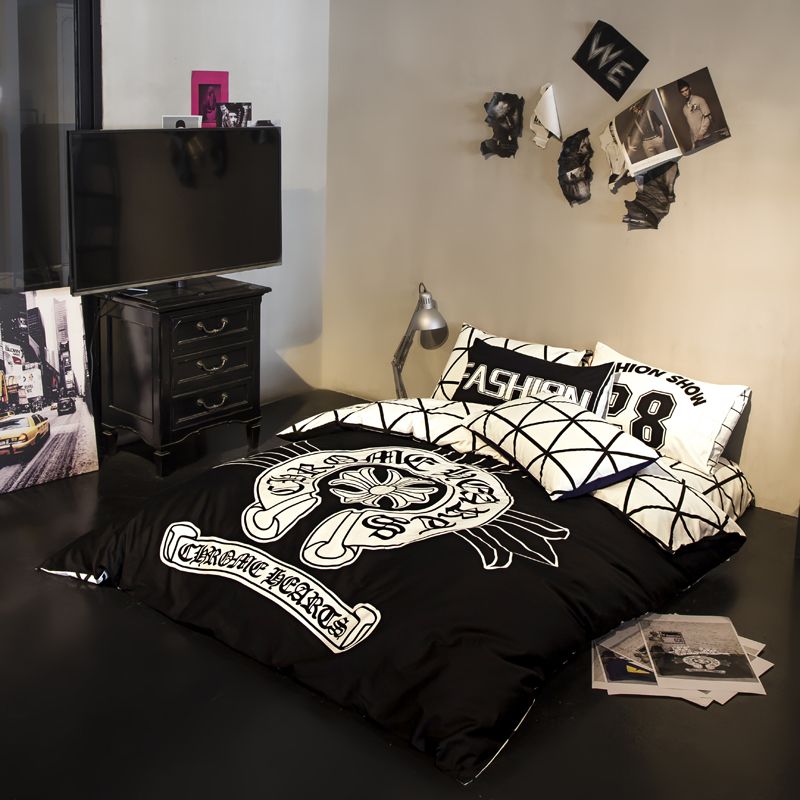 夏季时尚个性全棉床上四件套纯棉2.0m双人1.5m1.8m床简约宿舍韩式