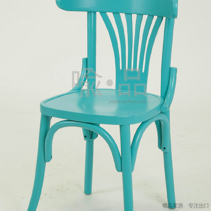 蓝色彩色桦木书桌椅/儿童房卧室椅/美式/法式实木乡村田园餐椅子