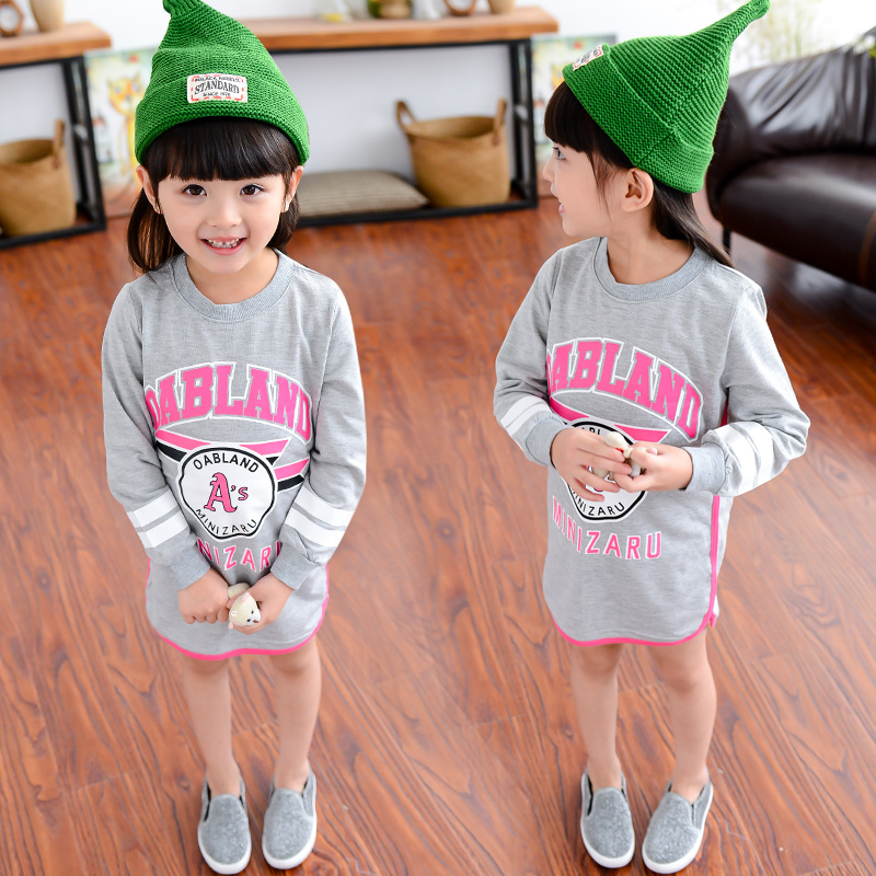 女童连衣裙2015秋装新款韩版儿童中长款休闲卫衣裙宝宝长袖打底衫