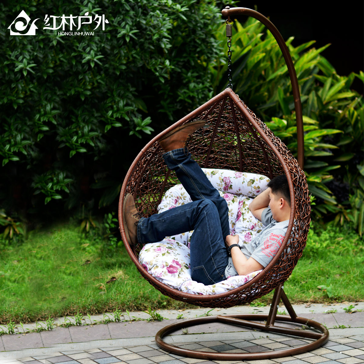 吊椅秋千铁艺摇篮成人鸟巢阳台仿藤椅子室内藤椅摇椅吊篮儿童吊篮