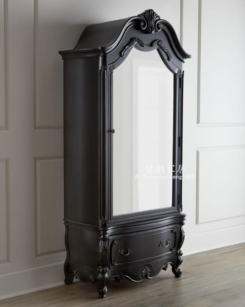 出口外贸法式复古做旧实木衣柜 小户型家具定制 美式风格双门衣柜