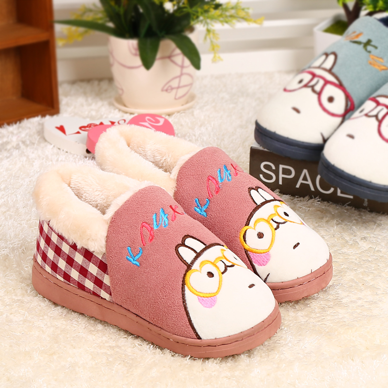 冬季棉拖鞋包跟居家居情侣保暖厚底月子可爱冬天毛毛地板拖鞋男女
