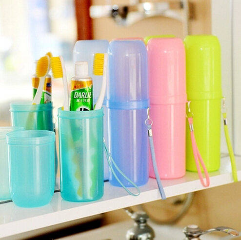 旅游必备神器 可当漱口杯 时尚糖果色大容量多功能牙刷盒牙刷管